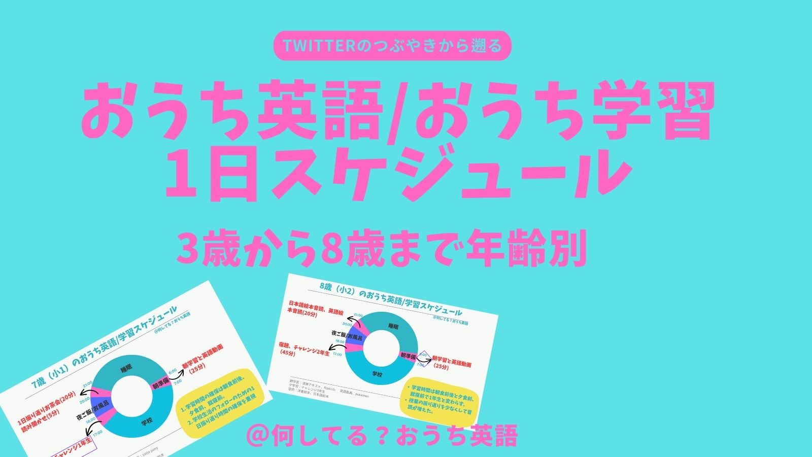 おうち英語、おうち学習スケジュール。円グラフで分かりやすくまとめた図