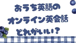 「おうち英語のオンライン英会話どれがいい？」のタイトルとブルーベリーのイラスト